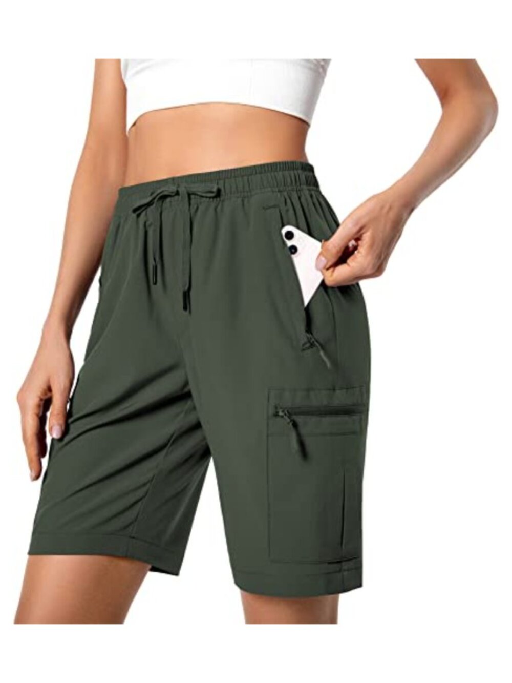 Women's Lightweight Hiking Cargo Shorts Quick Dry Athletic Zipper Pockets